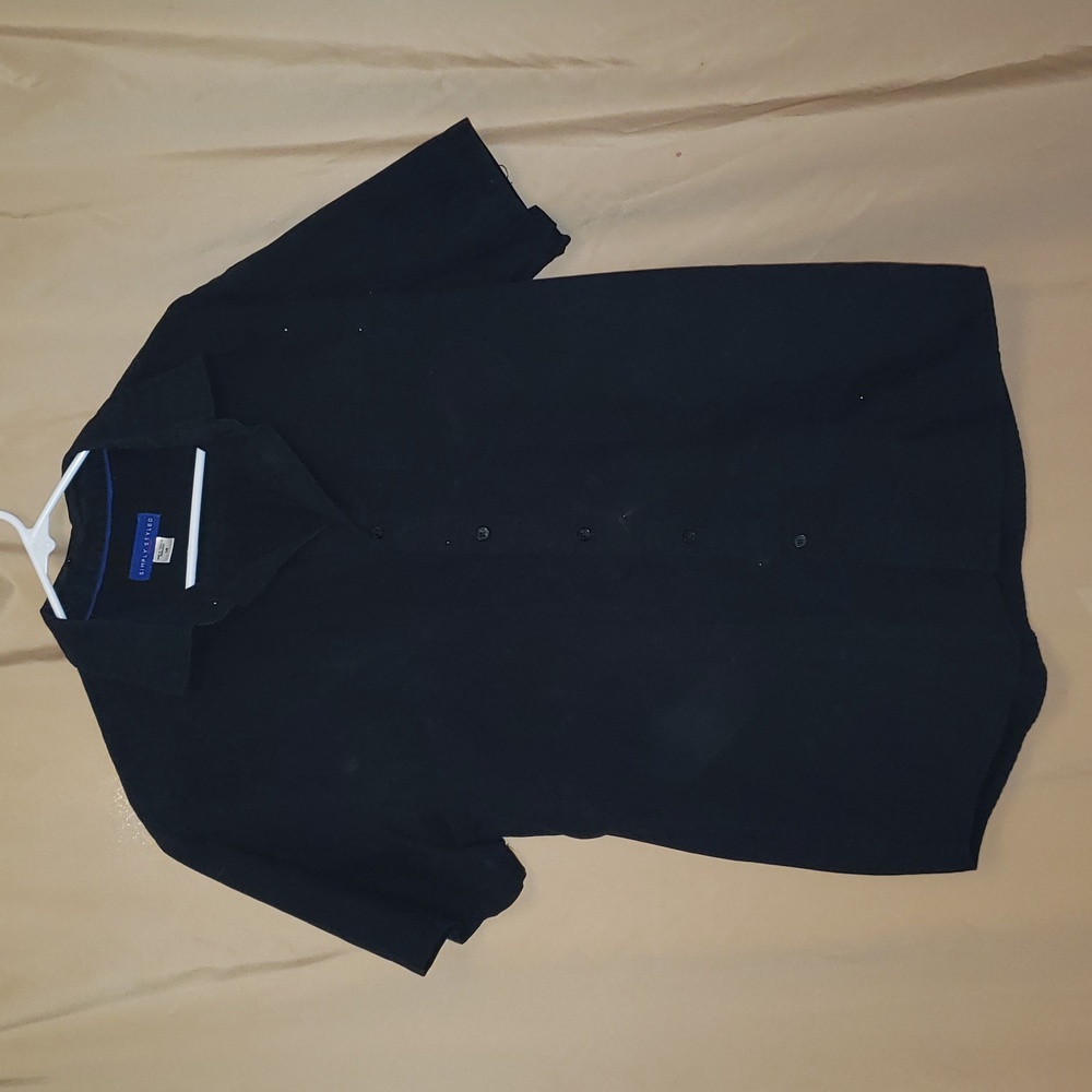 Mens Simply Styled black collar, button down shirt. Sz Lg